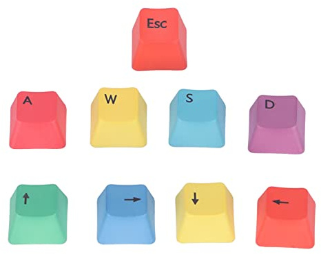 Goshyda Teclas Mecánicas para Teclado, Teclas WASD, Tapa para Teclas de Flecha, Juego de Teclas Personalizadas PBT de 9 Piezas, Juego de Teclas Ergonómicas de Repuesto para Bricolaje