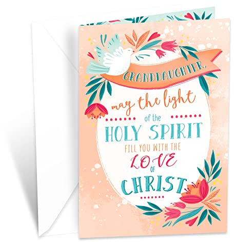 Prime Greetings Granddaughter Confirmation Card, Made in America, Eco-Friendly, Thick Card Stock with Premium Envelope 5in x 7.75in, Packaged in Protective Mailer