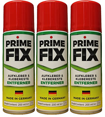 Prime FIX Lot de 3 flacons de dissolvant d'étiquettes, autocollants et résidus de colle 200 ml