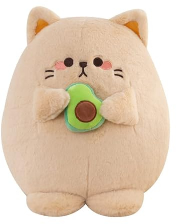 Firecos Katze Kuscheltier Kawaii Klein Katzen Avocado Plüschtier Stofftier Niedlich Geburtstag Weihnachten Geschenke für Freunde Kinder (Khaki, 30cm)