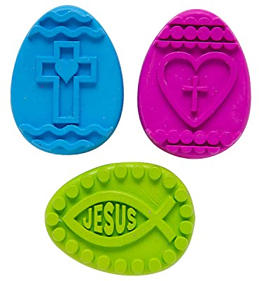 Fun Express 3-Color Religious Easter Egg-Shaped Crayons, 24 Piece