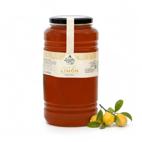 L'Abella Mel | Miel de Limón 100% Natural y Pura | Miel Pura de Abeja Española Sin Pasteurizar Ni Aditivos | Recolección Manual Directa del Apicultor | Apicultura Familiar | 3 kg