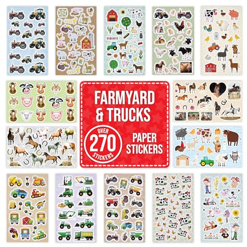 Fun Stickers Bauernhof und LKW Aufkleber - Mehrfarbig, Cartoon, Selbstklebend, 270 Stück