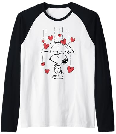 Peanuts - Snoopy Heart Rain - Valentine's Day Raglan Baseball Tee