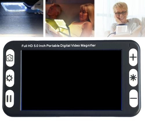 Videoingranditore Digitale Portatile Lente di Ingrandimento per Ipovedenti da 5.0 Pollici, Ausilio Visivo per la Visione Ridotta e la Cecità del Colore,Black