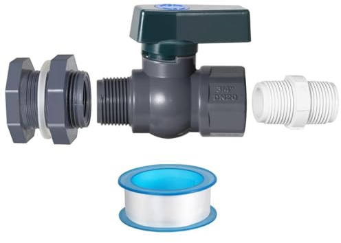 TopHomer Kit valvola di scarico per canna piovana, 3/4, kit con connettore paratia e guarnizione filettata, adattatore per rubinetto per canna da pioggia (A)