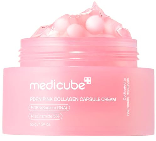 medicube Capsule Cream with Salmon DNA PDRN Pink Collagen | Lightweight Moisturizing Cream with PDRN, Niacinamide for Uneven Skin Tone and Texture, Glow hydration | Korean Skincare, 1.94 oz
