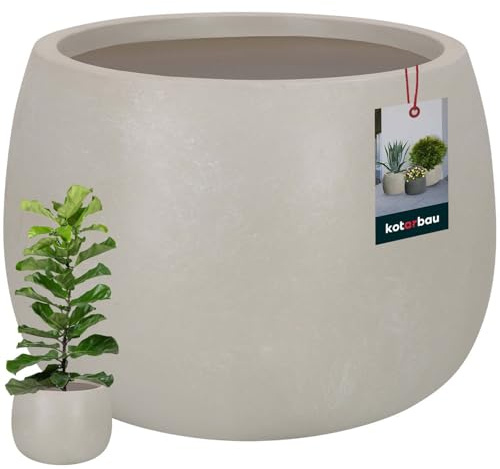 KOTARBAU® Pflanzkübel Blumenkübel Grau Fiberclay Ecolite Höhe 23cm ⌀ 33cm Blumentopf für draußen&drinnen hohe Pflanzkübel Outdoor & Indoor für Wohnzimmer Garten Terrasse Betonoptik Outdoor