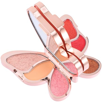 CTIRCHIU Palette Ombretti 6 Colori Paillettes Rosso Rosa Multifunzionale per Ragazze Trucco Naturale Viso Occhi Adatto Principianti