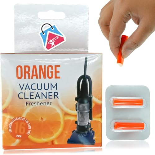 Vacuum Cleaner Fresheners 16PCS Orange Scent Sticks, Long Lasting Hoover Smellies Odour Eliminator Capsules, Universal Fit Carpet Deodoriser for Bagged & Bagless Vacuums