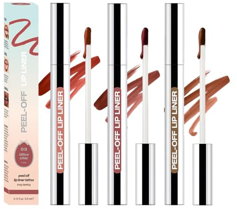 Tinte Labial Peel Off 3 X 3,5 Ml,Delineador De Labios Peel Off,Lip Stain,Acabado Mate Natural,Impermeable Y De Larga DuracióN,Labios Definidos,Color Fijo Y No Transferible