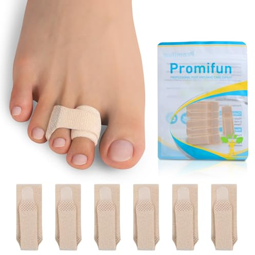 Promifun Lot de 6 correcteurs d'orteils en forme de marteau pour orteils cassés - Séparateurs d'orteils orthopédiques avec coussinets pour orteils en marteau, bandages rembourrés pour orteils crooked
