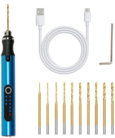 Kioylmo Electric Engraving Pen Tool Kit, Cordless USB Rechargeable Engraver with 3 Speed 20000 RPM, Mini Rotary Tool with 10 Drill Bits for Wood Metal Glass Jewellery Resin Etching, DIY Craft Gift