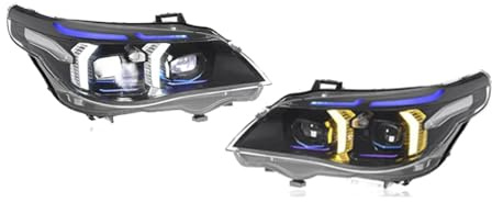 Faros delanteros y traseros Compatible con BMW Serie 5 E60 520i M5 (2003-2010), accesorios for coche Snake Eyes, luz de circulación diurna.(Style E,XENON_2008-2010)