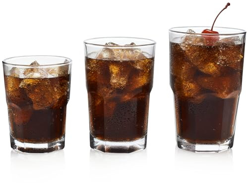 Libbey Boston Tumbler, Rocks, and Juice Glasses, 18 Piece Classic Stackable Glass Cups Set, Versatile, Kitchen Drinking Glasses Set for Everyday Use