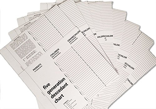 TreeSeek® 5 Generation Descendants Chart | 10 Pack | Blank Genealogy Forms for Family History and Ancestry Work