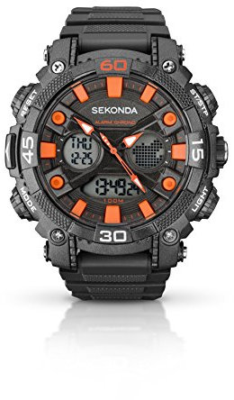 Sekonda Men's Digital Watch with Black Dial Digital Display and Grey Plastic Strap 1037.05