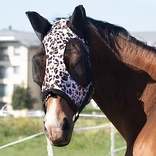 Harrison Howard Elasticità Maschera da mosca del cavallo Stupendo Comfort con protezione UV Standard-Leopardo Stampa (L)