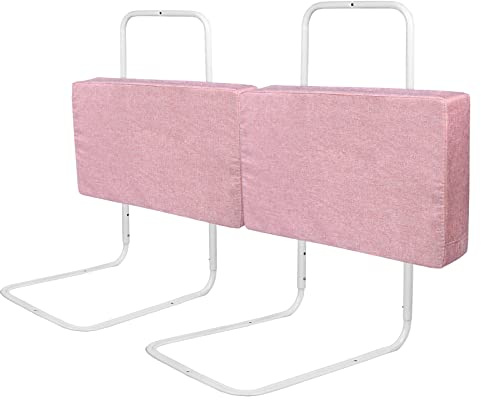 YRHome 2 Sponde di protezione per il letto dei bambini, 50 cm, regolabile in altezza a 5 livelli, protezione anticaduta, griglia con imbottitura rimovibile e lavabile con cerniera, rosa ciliegia