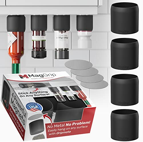 Magnetic Spice Jars Grip, RV Camper Kitchen Organization, Organization Must-Haves, Camper Must Haves, RV Kitchen Accessories, Motorhome Accessories, Tiny Home Gadgets Space Saving 4pk Black