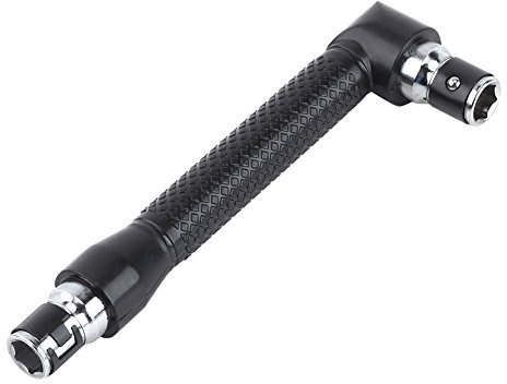 Walfront 90 Degree Screwdriver L Shape Wrench 90 Degree Screwdriver L Shape Socket Wrench Double Head Right Angle Screwdriver with 1/4 Inch Hex Socket