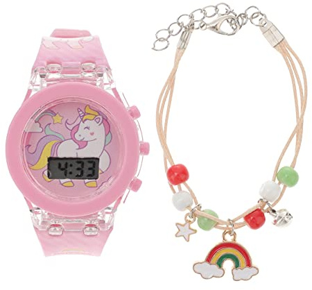 Montre pour Enfants Montre Licorne avec Bracelet pour Filles Dessin Animé - Bracelet en Silicone Numérique- Qui Brille dans pour Les Tout- Petits Enfants-