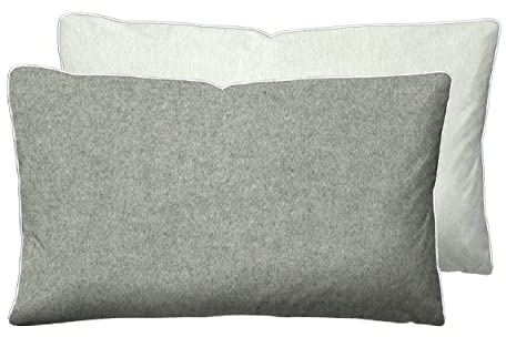 biberna Melange-Flanell Kissenbezug 40x60 cm, 100% Baumwolle, Biber, Flanell wärmend, weich & kuschelig, Reißverschluss, mit Paspel, Winter & Herbst, Uni, grau, Modell 0840500