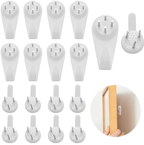 Ganci per Quadri Muro - Set da 80 Pezzi di Ganci da Parete Antitraccia - Bianco Ganci per Chiodi Invisibili - Facili da Installare - Ideali per Appendere Quadri, Foto, Chiavi