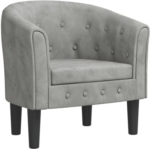 vidaXL Clubsessel, Sessel mit gepolstertem Sitz Armlehnen, Cocktailsessel mit Holzgestell, Loungesessel Relaxsessel Polstersessel, Hellgrau Samt