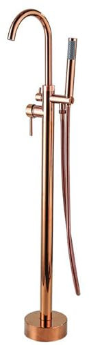 BiaoTeng Grifo Para Bañera Exenta Monomando Frío y Caliente Latón Conexión G1/2 Grifo de Pie Para Bañera Exenta oro Rosa
