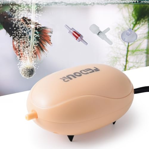 Pompe à Air pour Mini Aquarium, Pompe à Oxygène pour Aquarium Silencieuse avec Sortie Unique, Bulleur pour Aquariums avec Accessoires Complets pour Aquariums Jusqu'à 75L