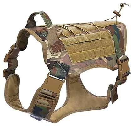 Roujune No-Pull Hundegeschirr, Einstellbar Sicherheitsgeschirr Ultra Atmungsaktiv für Große/Mittlere Hunde Brustgeschirr Hundeharness Hundeweste Tarnfarbe Größe XL