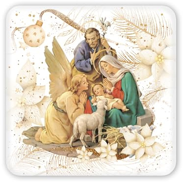 Fratelli Bonella – Cuadro de Natividad con la Sagrada Familia – Cuadro de madera con caja de regalo – Cuadro religioso para dormitorio de 10 x 10 cm – 100% fabricado en Italia