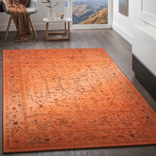 Taracarpet Teppich Kurzflorteppich, Wohnzimmerteppich, Orientteppich aus Polyester n Regenbogenfarben absolut Modern fürs Wohnzimmer Schlafzimmer Kinderzimmer orange 160x230 cm