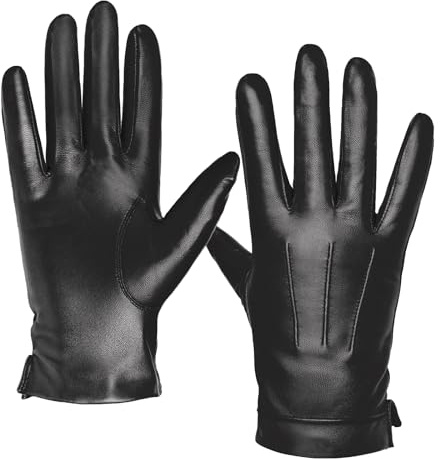 Harssidanzar Gants en cuir homme gants écran no-touch gants chauds doublés cashmere SM052EU,Noir,Taille M