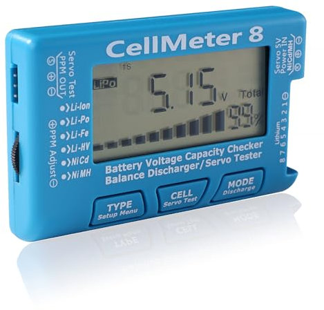 YIXISI RC Cellmeter 8 Digitaler Batteriekapazitätsprüfer, Digital Batterie Kapazität Checker, Digitaler RC-Akku-Kapazitätstester, für LiPo LiFe Li-Ion NiHV NiMH Nicd Akku