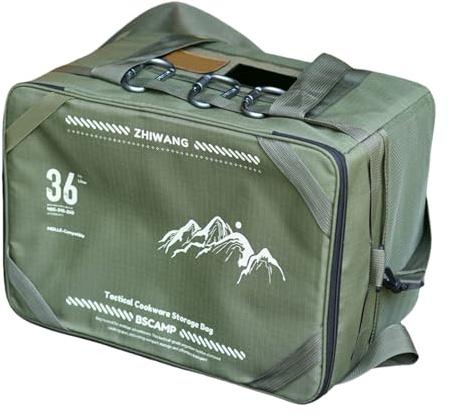 ccuzs Camping Cooking Gear Bag Organizer, 36l Large Capacity Tool Storage Pouch, Ideal for Hiking, Outdoor Adventure, Beach Trips, Picnic, Travel, Gear Setup for Campers Travelers, 42x31x26cm Green
