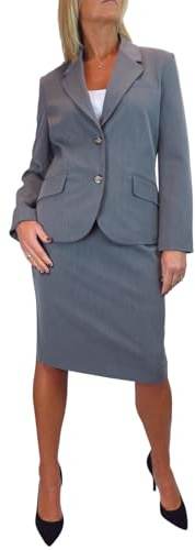 Paulo Due Women's 2 Piece Trouser Suit Fully Lined Blazer Marl Grey (18)