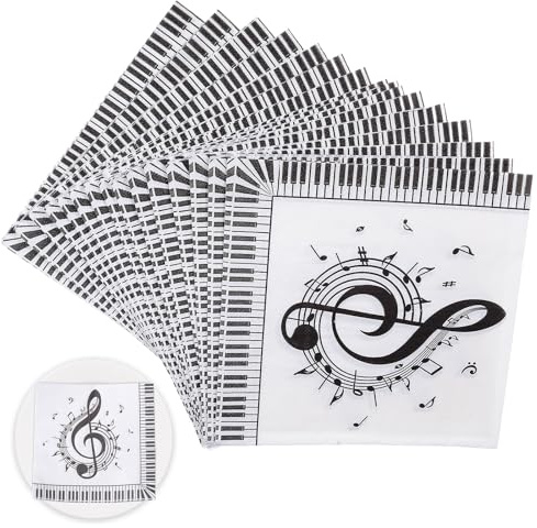 Operitacx Tovaglioli Note Musicali 40 Pezzi in Carta Velina Usa e Getta, Articoli per Feste di Compleanno e Serate Musicali, Tovaglioli Decorativi
