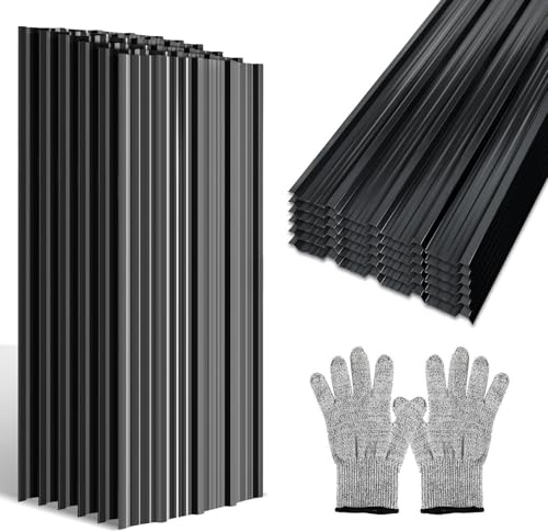 Ensemble de 48 plaques de profil trapézoïdal Jayseuw, plaques de toiture ondulées pour toit 129x46 cm 28 m² en tôle d'acier pour toit de carport, abris de jardin, anthracite