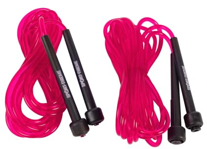 Sport-Thieme Double-Dutch Seile | Springseil-Set für Seilspringen, Gruppenseilspringen, Rope-Skipping | 4,8 m lang | Baumwolle mit Holzgriffen o. Kunststoff mit Kunststoffgriffen