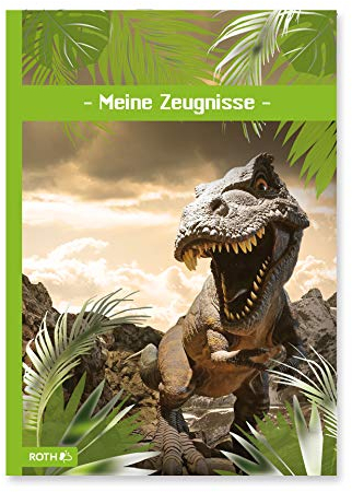 ROTH Zeugnismappe Tyrannosaurus mit Folieneffekt - mit 10 A4 Klarsichthüllen, dokumentenecht - Dokumentenmappe