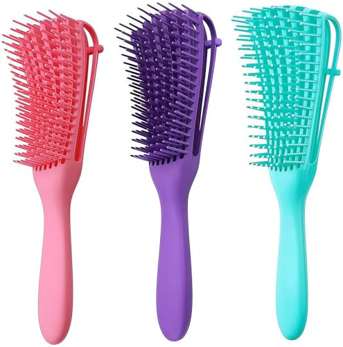 ZHOUHON 3 Piezas Cepillo Desenredante para Cabello, peine antitirones, Cepillo para Cabello Rizado, Desenredante para Cabello Afro, Masaje Cepillo Desenredante para Cabello Mojado, Rizado, Ondulado