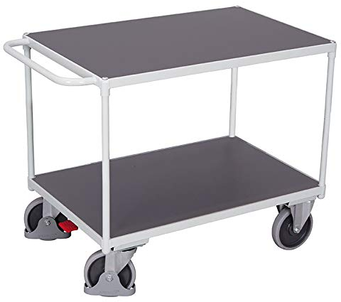 Schwerer Tischwagen mit 2 Ladeflächen, RAL 7035 RAL 7035 Lichtgrau