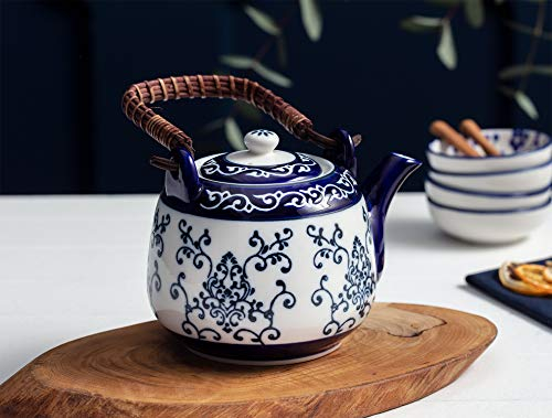 Madame Coco Vintage Teekanne Porzellan 750 ml ideal für Grüntee, Kräutertee und Tee, Caydanlik, Traditionelle Japanische Teekanne Tee, Large Teapot, Çaydanlık, Vintage Teebereiter groß Ravi Caydanlik