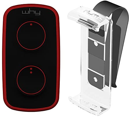 WHY EVO MINI Telecomando rolling code multifrequenza da 280 a 868 mhz con Visor Clip, apricancello autoapprendente programmabile, radiocomando ad ampio raggio con 4 pulsanti, rosso vulcan red