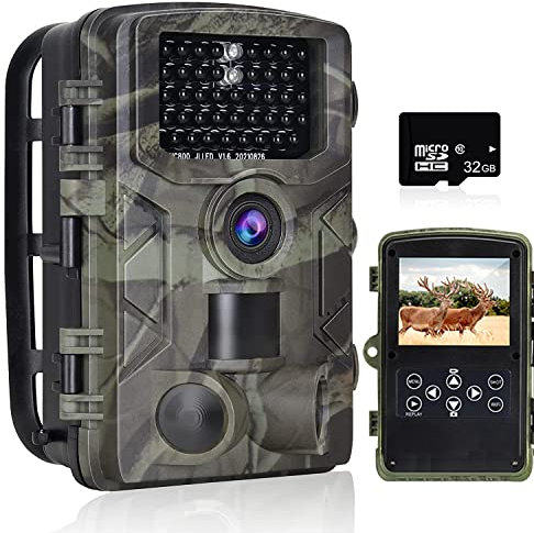 VanBangTec Videocamera per animali selvatici, 24 MP, 4 K, con visione notturna 0,2 s, impermeabile, attivata dal movimento, fotocamera da giardino con scheda SD da 32 GB, per caccia all'aperto, bird