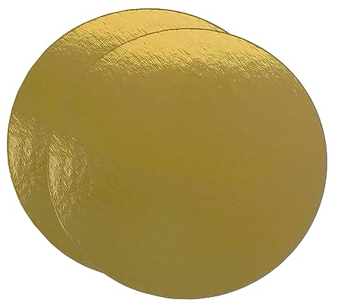 Bases Redondas para Tartas 30cm Ø | Grosor 1 mm | Pack de 10 Oro | Soporte Expositor para Bizcochos, Pasteles y Dulces en Cartón | Color Dorado