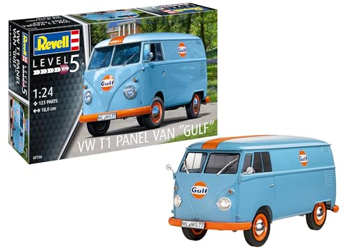 Revell Modellbau I Modellset VW T1 Panel Van (Gulf Decoration) I Maßstab 1:24 I 125 Teile I Ab 13 Jahren I Volkswagen I Klassiker I Auto Modell I Bastelset