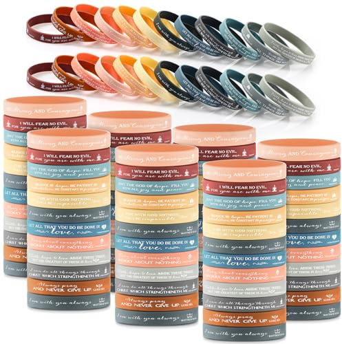 120 stycken religiösa silikonarmband bulk bibelgummiarmband färgglada inspirerande kristna silikonarmband för män kvinnor tonåringar religiösa festgåvor kristna gåvor, 8 inches x 0.5 inches, Silikon
